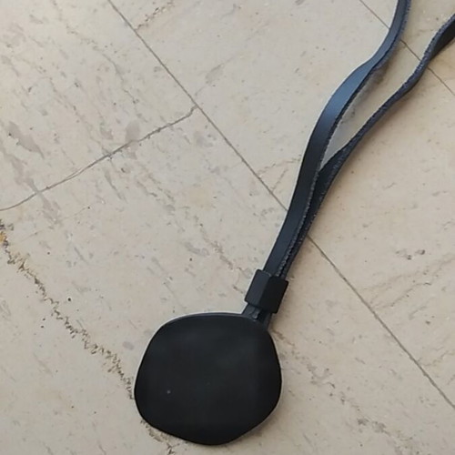Black metal necklace with leather tie new