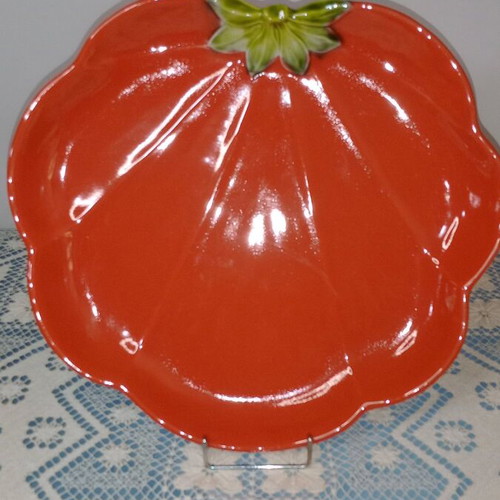 Italian ceramic serving platter large tomato shape new