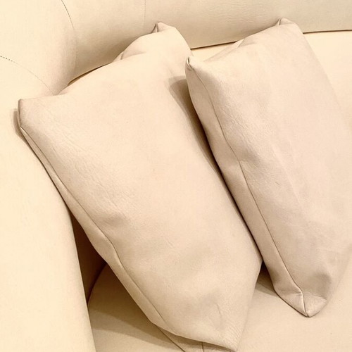Vintage leather sofa white used, 270 cm length