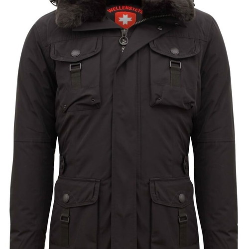 Wellensteyn jacket black used, synthetic fur, XL size