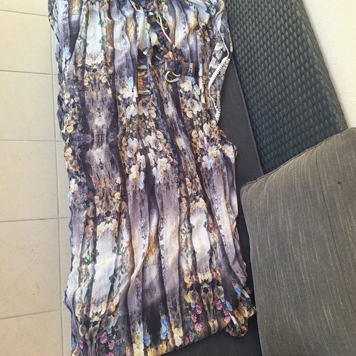 Maxi caftan dress Shine 2gether like new, size S-M, beige and purple