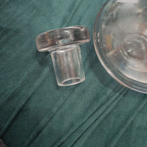 Vintage crystal decanter with silver-plated collar and original stopper