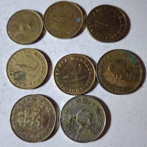 Lot of 8 used Macedonian coins