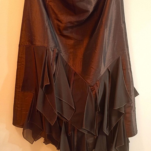 SyRan satin asymmetrical skirt, brown
