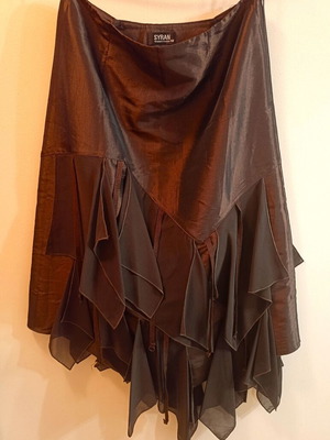 SyRan satin asymmetrical skirt, brown