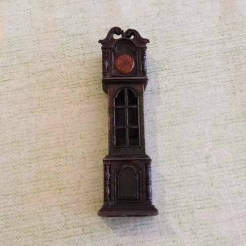 Vintage Metal Grandfather Clock Miniature Used, Made in Hong Kong 70s-80s
