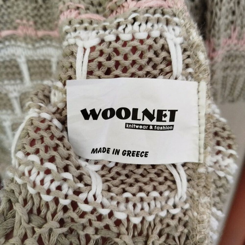 Woolnet women's knitted sweater used, beige and pink