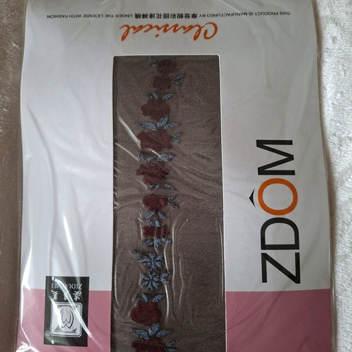 Tights new brown with red stripe and flowers