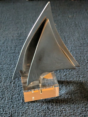 Mid-Century Modern metal sailboat sculpture like new