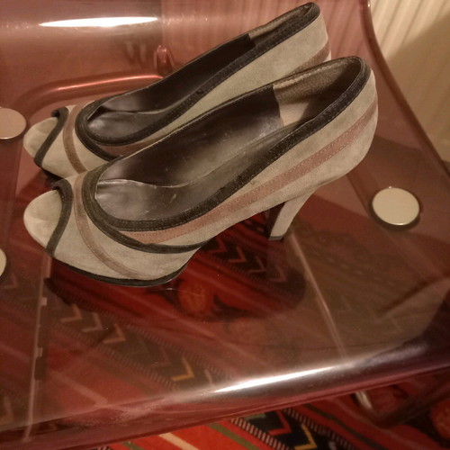 Nine West peep toe γκρι μωβ γυναικεία παπούτσια νούμερο 39 μεταχειρισμένα