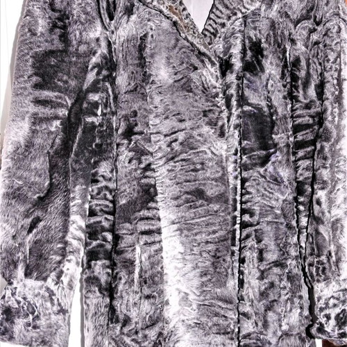 Fur jacket used gray astrakhan size M