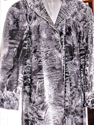 Fur jacket used gray astrakhan size M