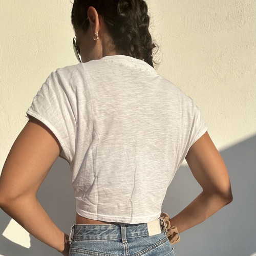 Paranoia crop top with tie, white, size S