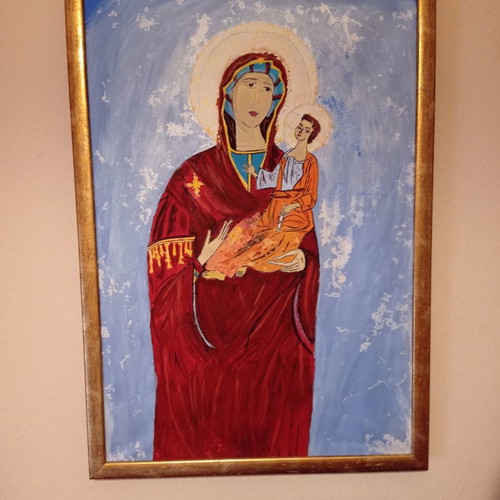 Painting on canvas with golden frame used, 66x46 cm