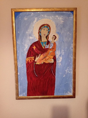 Painting on canvas with golden frame used, 66x46 cm