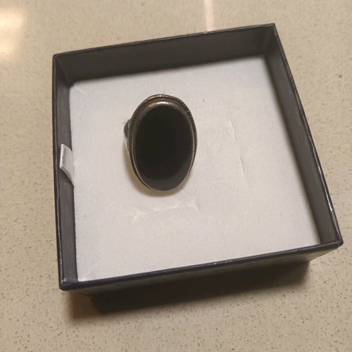 Silver 925 ring used with black oval onyx
