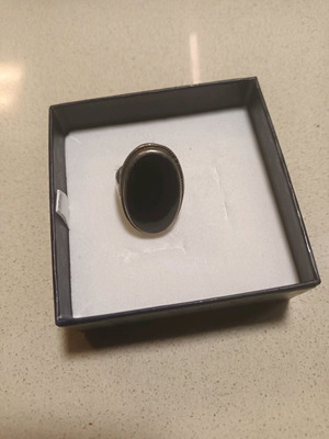 Silver 925 ring used with black oval onyx