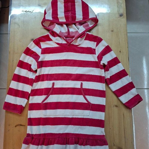 Tchibo bathrobe for girl 5-6 years like new, white and red