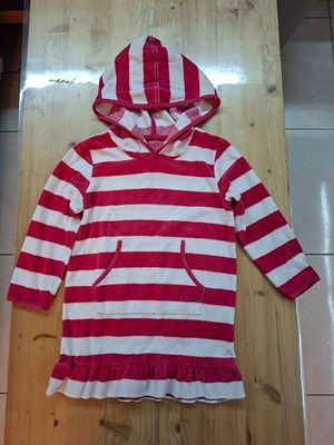 Tchibo bathrobe for girl 5-6 years like new, white and red
