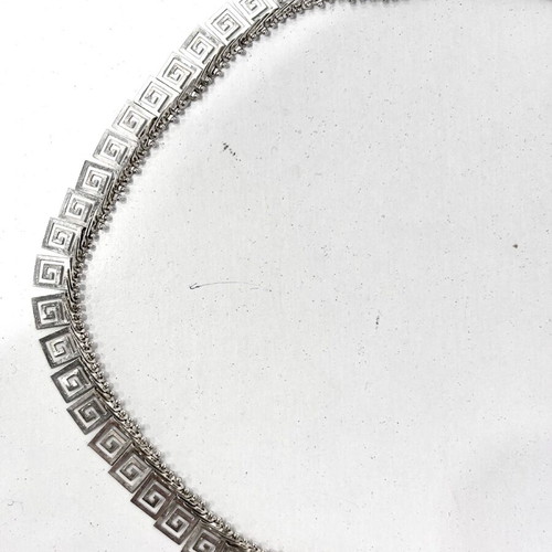 Silver Ancient Greek Necklace with Meanders used