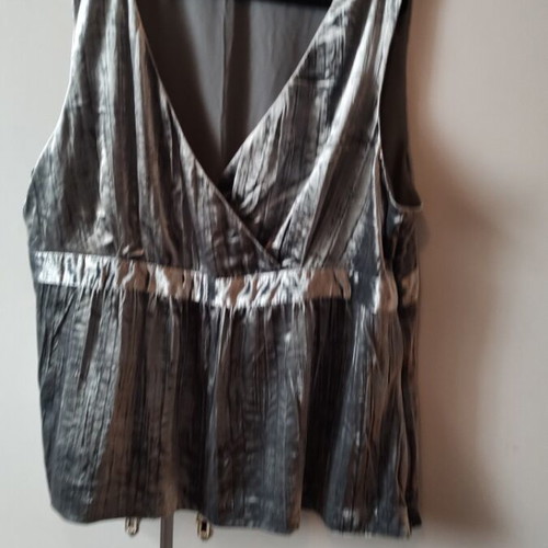 Velvet sleeveless top silver like new with side zipper and lining