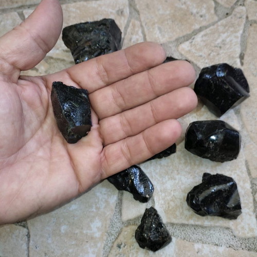 Black Obsidian used, pack all together, volcanic glass