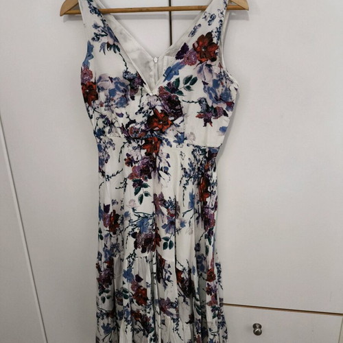 Athina Gkini cotton midi floral dress like new, size M/L, white multicolor