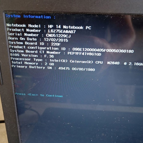 HP 14 Notebook used for repair or spare parts