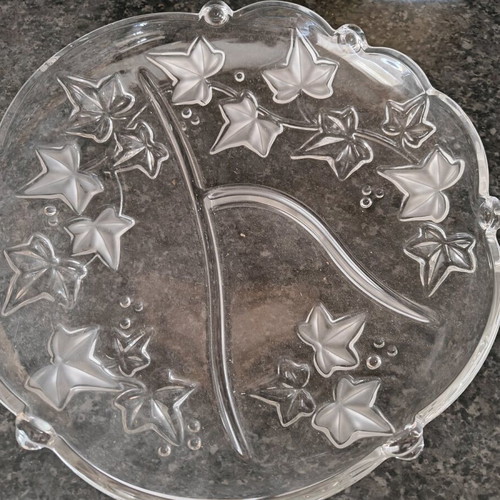Walther Wellington crystal serving tray used, three sections 34cm