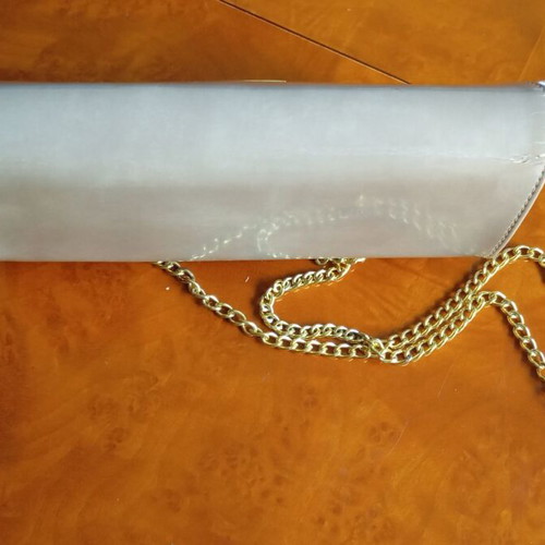 Leather shoulder bag, beige, chain strap