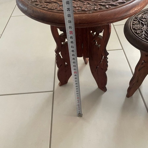 Σετ 3 ξύλινα σκαλιστά τραπεζάκια μεταχειρισμένα