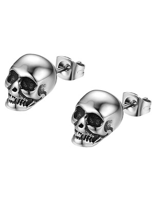 Skull Earrings new, stainless steel, silver