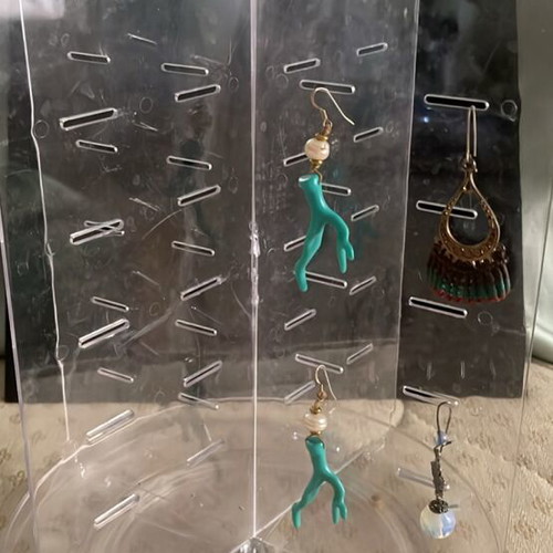 Plastic earring display stand, tall with 4 wings, rotating