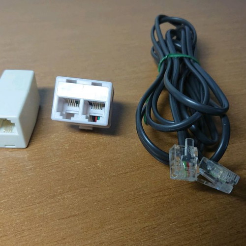 Telephone cable splitter used, 2 meters with 2 plugs