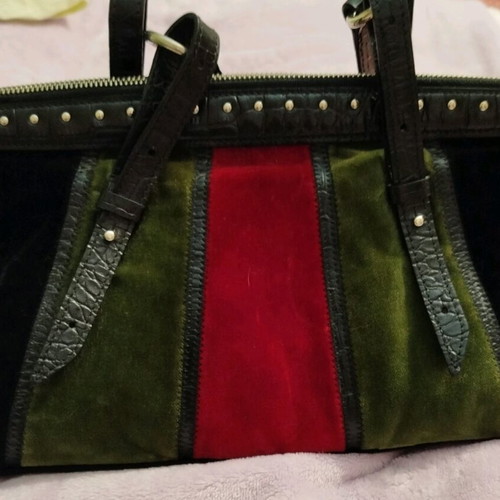 Mazzini vintage leather and velvet handbag like new