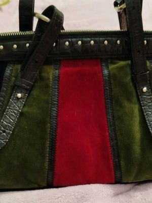 Mazzini vintage leather and velvet handbag like new