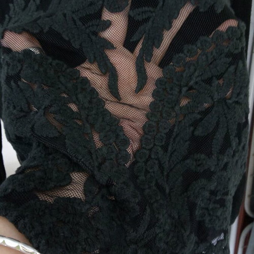 Black knit dress with lace front, like new, sizes M-L