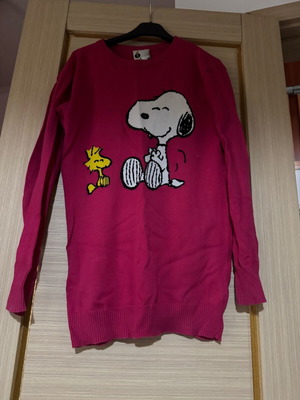 Bershka long pink pullover used, mini dress style