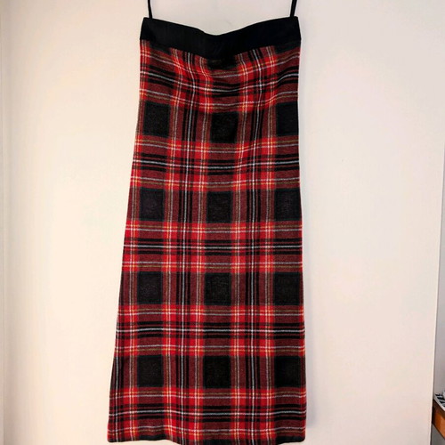 Vintage 00s midi tartan dress red with straps like new