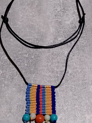 Κολιέ boho style χειροποίητο, πολύχρωμες κλωστές με πέτρες