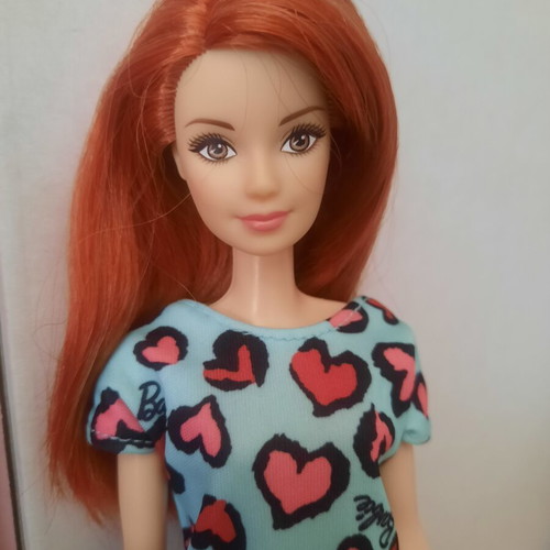 Mattel Barbie Chic Ginger Redhead doll with blue heart dress GHW48