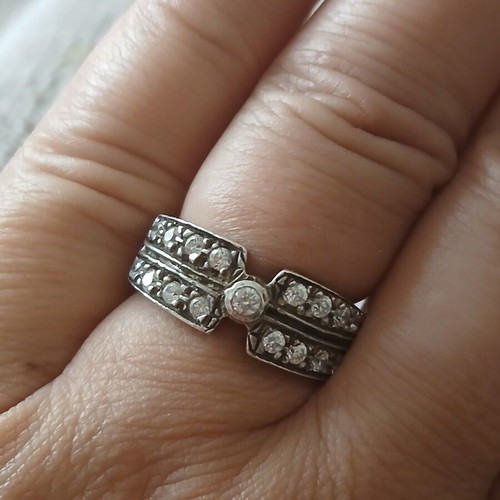Ring with zirconia, 925 silver, 17.5 mm, like new