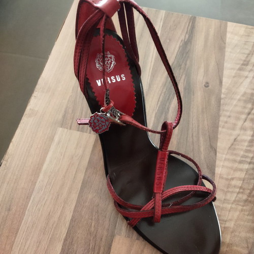 Versace sandals size 37 like new, red leather with metal details