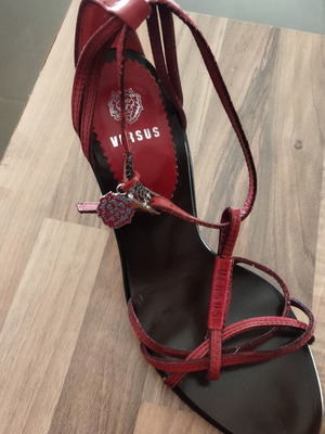 Versace sandals size 37 like new, red leather with metal details