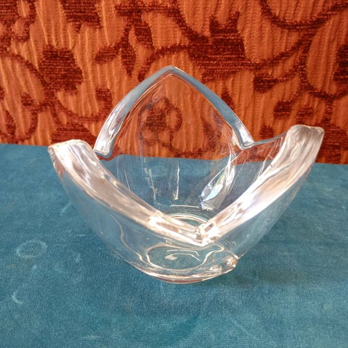 Crystal Tulip-Shaped Tealight Candle Holder like new with heat-resistant plate
