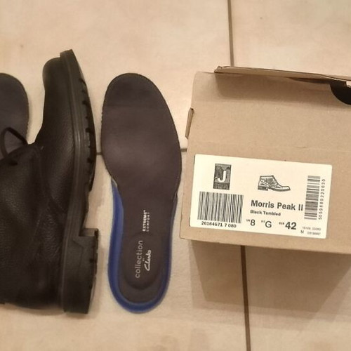 Clarks Morris Peak II boots new, black leather, size 42