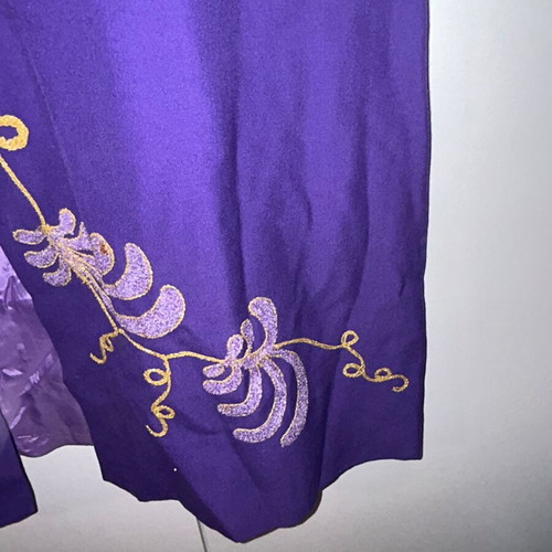 Vintage purple maxi dress 60s/70s with handmade embroidery, custom made