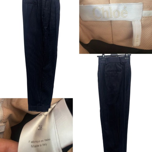 Chloe Black Pinstripe Cropped Trousers used, size M 38 10