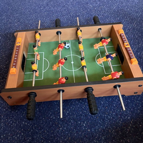 Wooden Foosball Table used with 4 Rows of Players and Score Counter