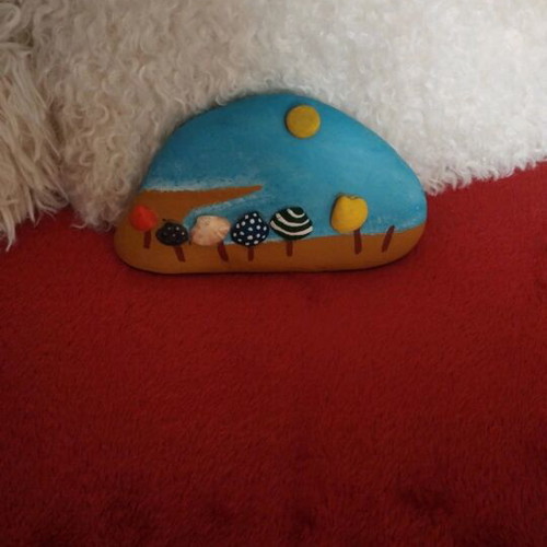 Decorative beach stone hand-painted